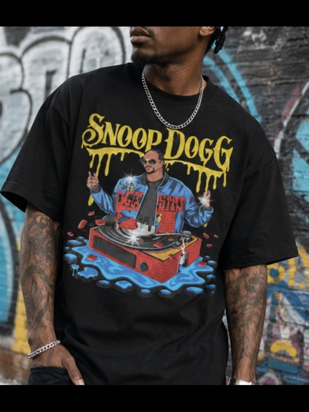 Snoop Dogg Black Graphic Tee Shirt L Streetwear Y2K Hip Hop Rap DJ Graphic